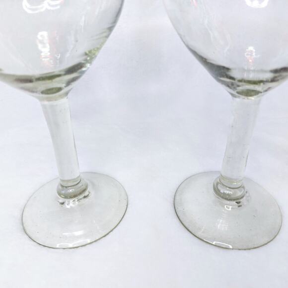 Hand Blown Mexican Wine Margarita Glasses Red Rim Set of 2 Water Goblet Balloon - Picture 10 of 12